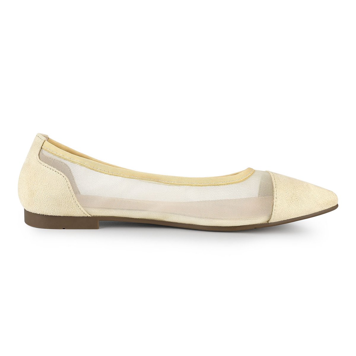 Обувь Allegra K Women's Closed Pointed Toe Slip-On Mesh Ballet Flats Beige 6 — фото 7