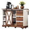 Bella Depot 55.5" Farmhouse Kitchen Island with Drop Leaf, Rolling Kitchen Cart on Wheels with Barn Door, Power Outlet, Spice Rack - 3 of 4
