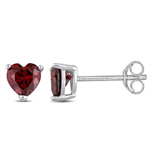EVERLY JEWELRY | Silver 1 CT TGW Cubic Zirconia Heart Solitaire Stud Earrings– Multiple Gemstone & Metal Color Options - 1 of 3