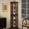 Lighted Corner Curio Cabinet - Glass Display Shelf with Tempered Glass Doors, Adjustable Shelving - Ideal Bar Cabinet for Home Decor-DARK CHERRY - 2 of 4