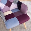 FERPIT Patchwork Upholstered Wingback Accent Chair with Rubberwood Legs - 4 of 4