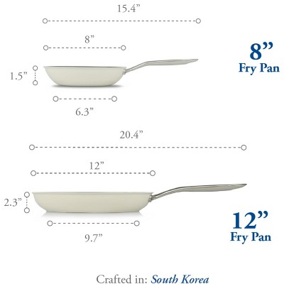 ValenCera 8" & 12" White Ceramic Nonstick Frying Pan Set