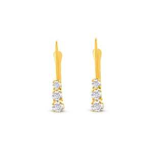 Pompeii3 1/4Ct TW Three Stone Diamond Leverback Hoops Women's Earrings 14k Gold 1/2" Tall - 1 of 4