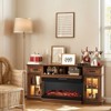 Farmhouse 70'' TV Stand For Tvs Up To 80'' With Electric Fireplace and Adjustable Shelves - 2 of 4