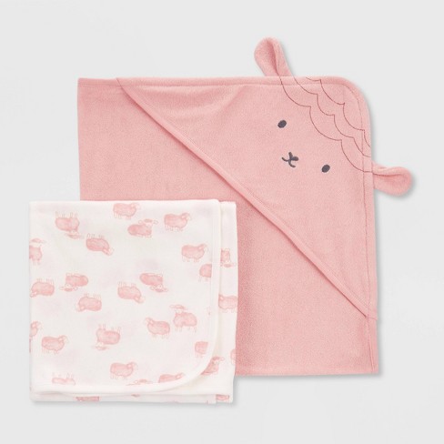 Carter's Just One You® Baby Girls' Sheep Hooded Bath Towel - Pink : Target