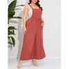 Coolmee Womens Plus Size Jumpsuit Wide Leg Adjustable Straps Romper Waist Loose Fit Overalls with Pockets - 4 of 4