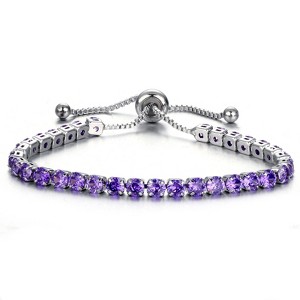 Cloth Women's Delicate Tennis Bracelet - Adjustable Slide Bracelet with White Gold Plated Diamonds and Cubic Zirconia - 1 of 4
