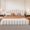 Sapphtopaz Velvet Queen Bed Frame Floor Bed with Shell-Shaped Headboard  Bedroom Furniture, No Box Spring Needed - 3 of 4
