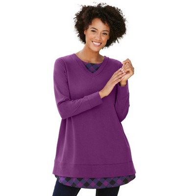 Woman Within Layered Look Sweatshirt