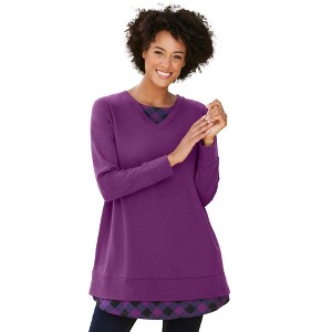 Woman Within Layered Look Sweatshirt - 1 of 4