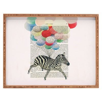 Coco de Paris Flying Zebra Rectangle Tray - Red - Deny Designs