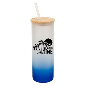 Elanze Designs On Island Time Summer Vibes Wrap-Around Design 25 Ounce Frosted Gradient Glass On-The-Go Coffee Travel Skinny Tumbler Mug Cup, Bamboo - 1 of 1