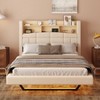 NicBex Full/Queen Upholstered Floating Bed Frame with Storage Headboard,Wood Platform Bed Frame with LED Light,Charging Station,No Box Spring Needed - 2 of 4