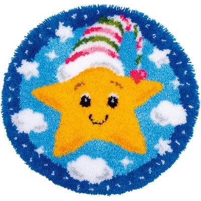 Vervaco Shaped Rug Latch Hook Kit 22" Round-Little Star