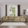Modern Upholstered 4 Seater Fabric Sofa with Comfortable Back Cushions, Seat Cushions and Pillows, Light Beige Corduroy Sofa , - 2 of 4