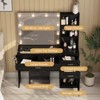 Vanity Desk Set with Lights and Mirror, Glass Top Vanity Table with 3 Lighting Modes - 3 of 4