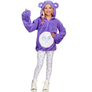 HalloweenCostumes.com Care Bears Deluxe Share Bear Hoodie Costume for Tweens. - 1 of 2