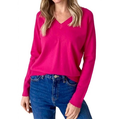 Women's Distressed Hem VNeck Sweater - SIX/FIFTY