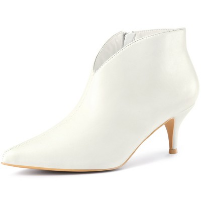 Perphy Women's Pointed Toe V Shape Stiletto Heel Ankle Booties