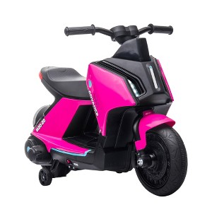 Aosom 6V Kids Motorcycle Dirt Bike Electric Battery-Powered Ride-On Toy Off-road Street Bike with Music, Headlights, Rechargeable Battery, Training Wheels, for Ages 2-4, Pink - 1 of 4