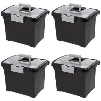 Sterilite Portable Lockable File Box w/ Extra Compartment & Handle