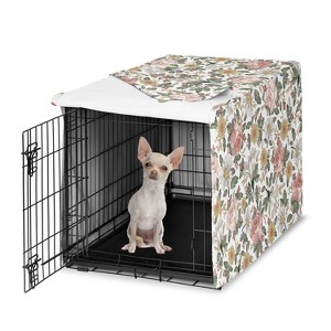 Sweet Jojo Designs Girl Dog Crate Kennel Cover 24in. Vintage Floral Pink Green and Yellow - 1 of 4