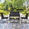 Tangkula 4PCS Furniture Set Chairs and Coffee Table Patio Garden Black - 3 of 4