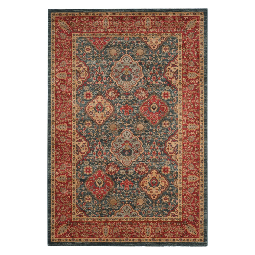 5'1inx7'7in Veronica Floral Loomed Area Rug Navy/Red - Safavieh