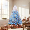 Costway 7 FT Artificial Christmas Tree with 350 Warm White LED Lights, 8 Lighting Modes & Folding Metal Stand White & Blue - 3 of 4