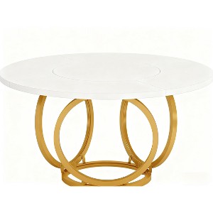 Gulches Farmhouse Charm Vintage Brown Wood 71 in White Trestle Base Dining Table Seats 6 - 1 of 4