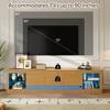LED TV Stand for TVs up to 90", Modern TV Console Media Console Entertainment Center with Glass Shelves, Natural - ModernLuxe - 3 of 4