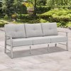 COWLOWN 3-Seater Outdoor Patio Sofa, Aluminum Frame Couch with Soft Cushions, All-Weather Furniture for Balcony, Poolside, Lawn - 2 of 4