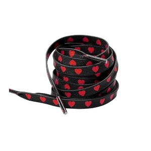 INSPIRE CHIC Heart Printed Colored Flat Shoe Laces for Sneakers Athletic Sport Boots 1 Pair - 1 of 3
