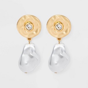 SUGARFIX by BaubleBar Pearl Drop Earrings - Gold: Zinc Statement Jewelry, 1.75" Length, Post Closure - 1 of 2