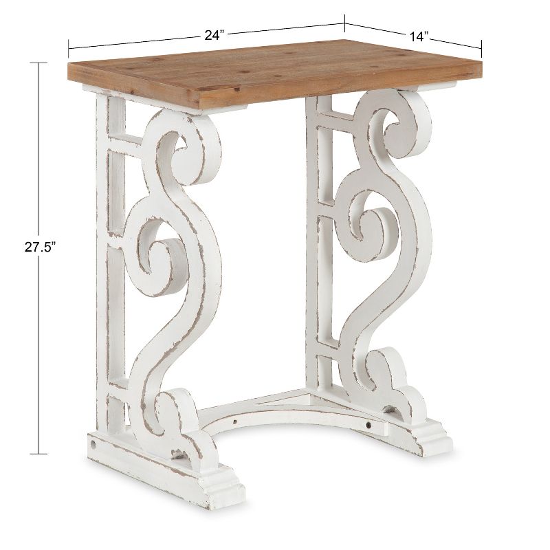 Kate and Laurel Wyldwood Rectangle Wood Side Table, 24x14x27.5, Rustic Brown and White, 3 of 9