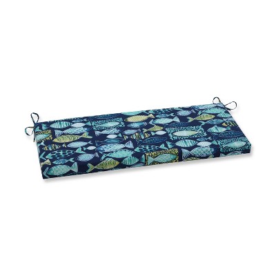 Hooked Lagoon Outdoor Bench Cushion Blue - Pillow Perfect