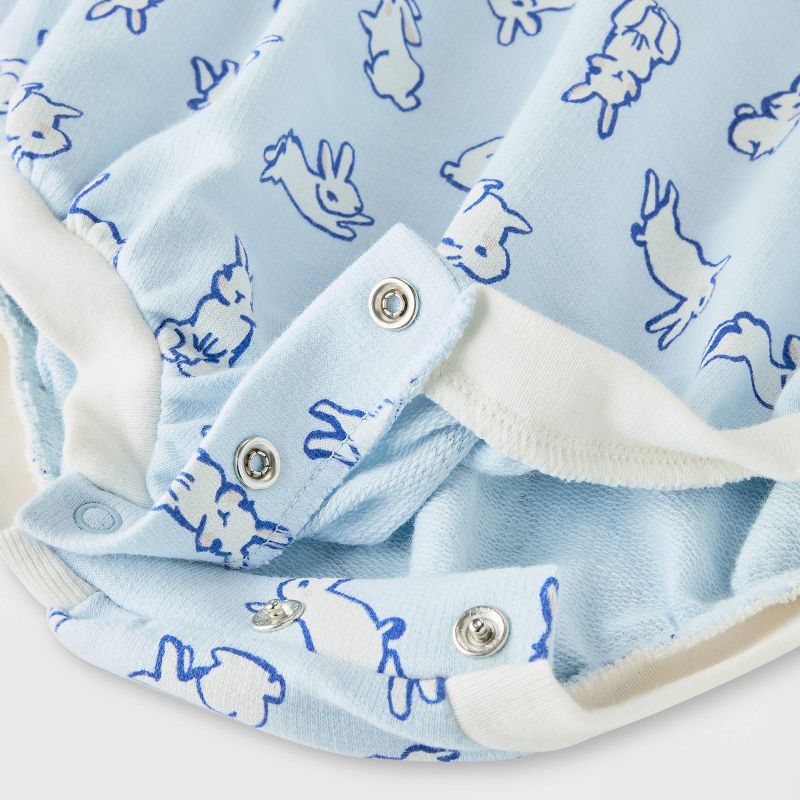 Baby French Terry Bunny Romper - Cat & Jack™ Light Blue, 5 of 10