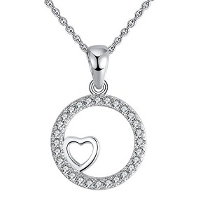 Circle Heart Pendant Necklace for Women Sterling Silver Cz Ginger Lyne Collection - 1 of 4