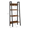 VASAGLE 4-Tier Bookshelf Ladder Bookcase for Home Office, Living Room, Bedroom, Kitchen, Rustic Brown and Ink Black - 4 of 4