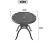 CAVINAS 31.5/39.37 Inch Round Patio Dining Table,Outdoor Dining Table with Umbrella Hole and Aluminum Frame,Patio Table for 2,Black - 3 of 4