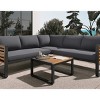 Outdoor 4-Pieces L-Shaped Sectional Sofa, Patio Sofa Set with Cushions and Coffee Table, Sofa with Polyester Cushions–Cuddlewood - 3 of 4