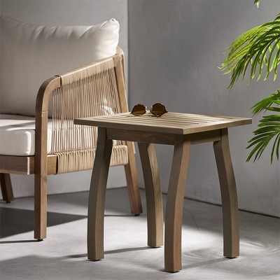 Wooden End Table, Outdoor Accent Table, Stacking Furniture,abstract,brown,15.00 inches deep x 19.00 inches wide x 19.25 inches high