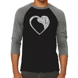 LA Pop Art Dog Heart - Men's Raglan Baseball Word Art T-Shirt - 1 of 4