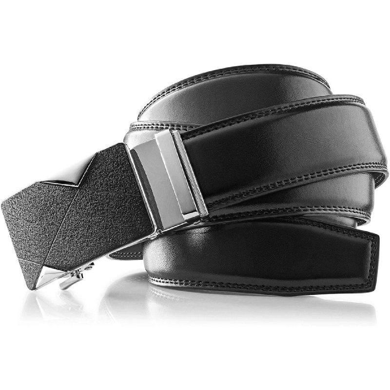 Roxoni Men's Genuine Leather Ratchet Dress Belt with Textured Chrome Buckle, Enclosed in an Elegant Gift Box, Adjustable from 28" to 48" Waist, 2 of 6