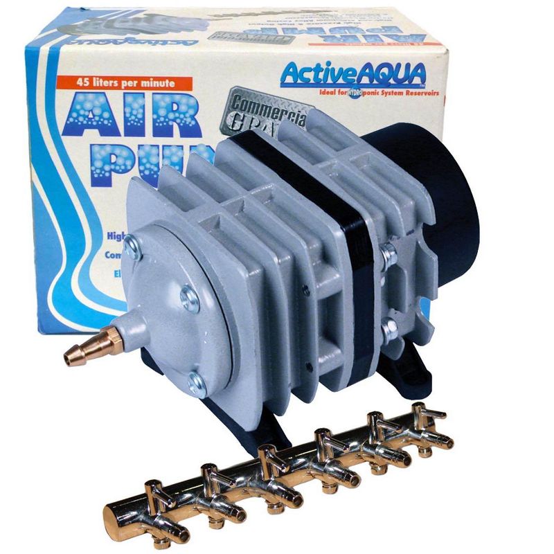 Active Aqua AAPA45L 45 LPM Electrical Air Pump w/ 6 Outlets, (4 Pack), 2 of 6