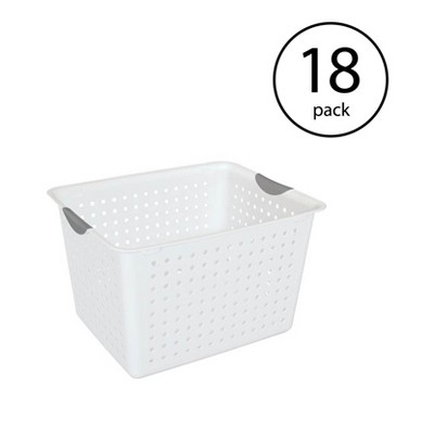 Sterilite Deep Ultra Plastic Storage Bin Organizer Basket w/ Handles (18 Pack)