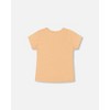 Deux par Deux Girl Organic Cotton Tee Light Orange and Flowers - 4 of 4