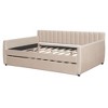 Sapphtopaz Daybed with Velvet Fabric Upholstered Bed Frame with Striped Arm and Slat Support for Apartment, Bedroom - 4 of 4