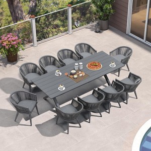 PURPLE LEAF Outdoor Dining Set with Patio Aluminium Dining Table and Wicker Rattan Chairs Modern Furniture Cushions Sets for Backyard - 1 of 4