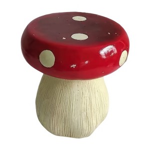 Vynxaria 13.8" Mushroom Model Resin Stool, Oversized Forest Base Statue, Indoor Outdoor Courtyard Lawn Multi-Purpose Decor - 1 of 4